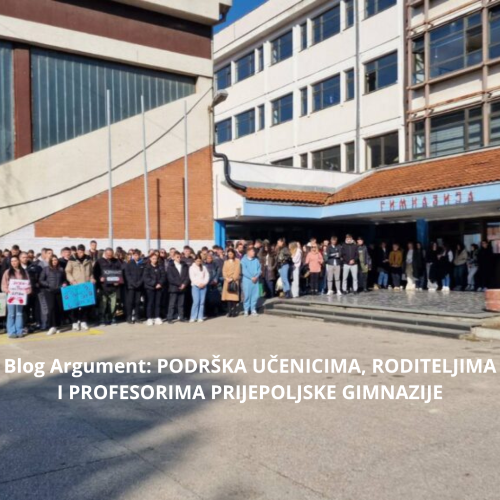 Blog Argument: PODRŠKA UČENICIMA, RODITELJIMA I PROFESORIMA PRIJEPOLJSKE GIMNAZIJE
