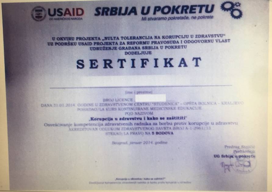 Saopštenje za javnost - Doktori protiv korupcije