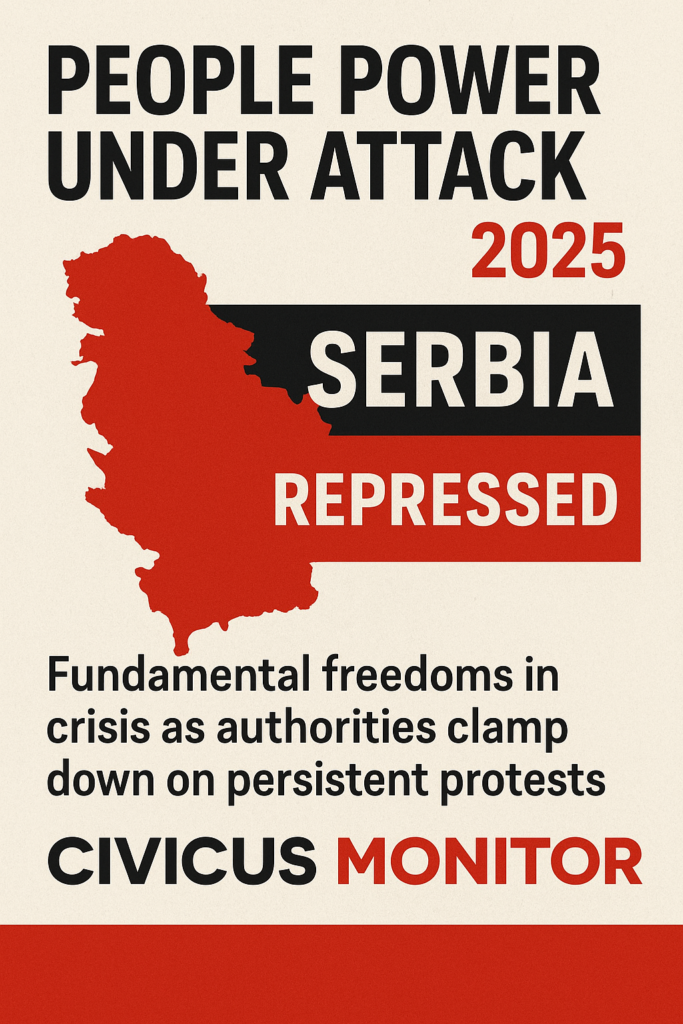 CIVICUS: Srbija spuštena na nivo “Repressed” – građanske slobode u dubokoj krizi